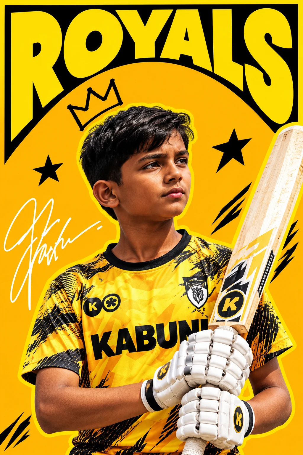 Royals player poster in vivid yellow